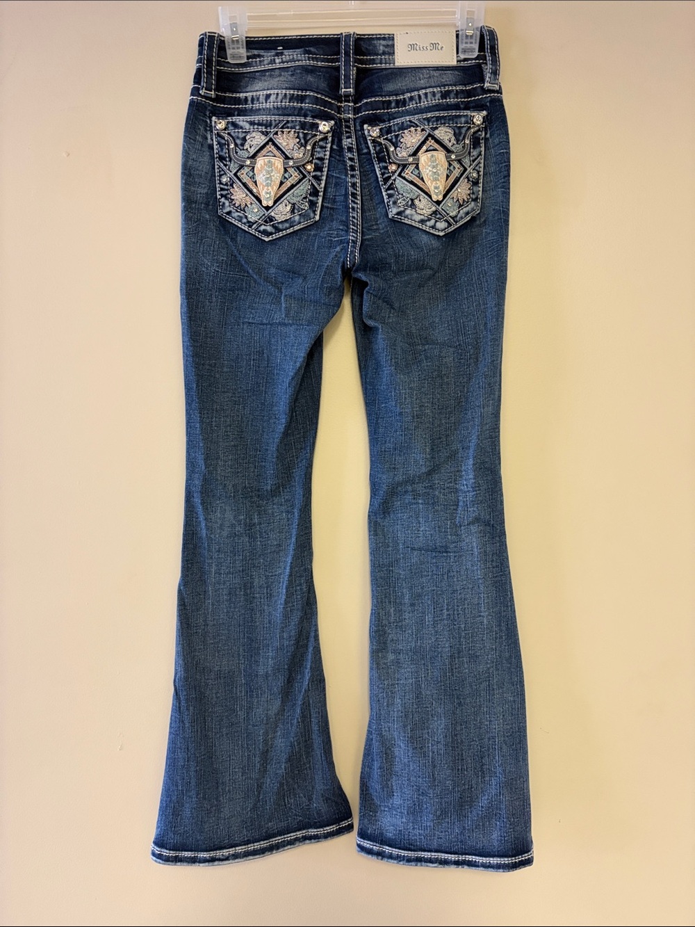 Miss Me Blue Flared Jeans with Contrast Stitching - Picture 2 of 2